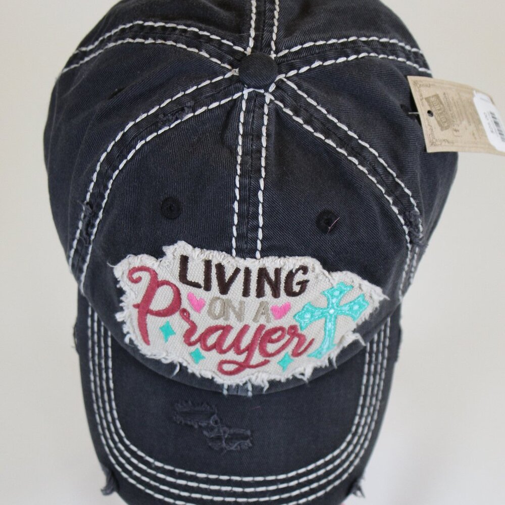 Kbethos vintage  distressed cap/hat for women Living On A Prayer Multi color NWT
